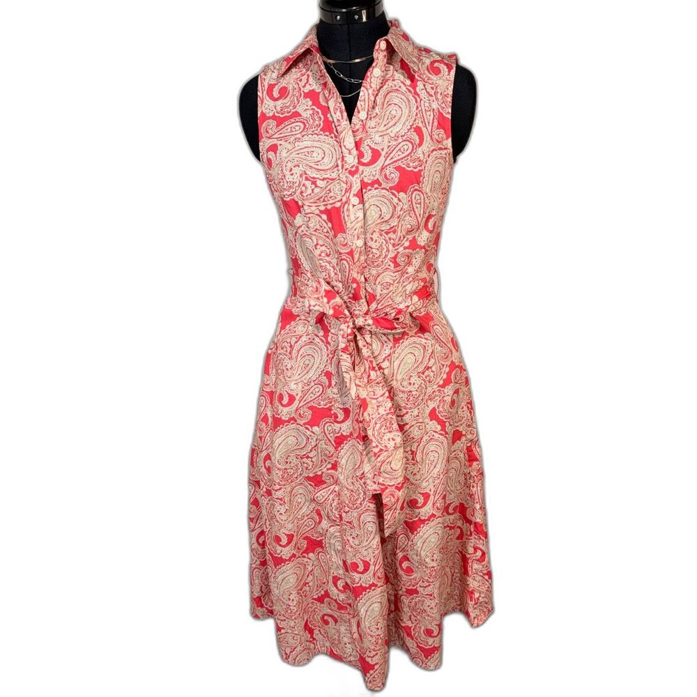 Tommy Hilfiger Coral Paisley Print Sleeveless Shirtdress